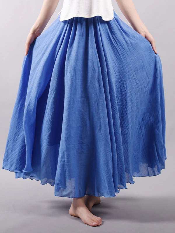 Casual A-Line Elastic Waist Solid Color Skirts - Image 9
