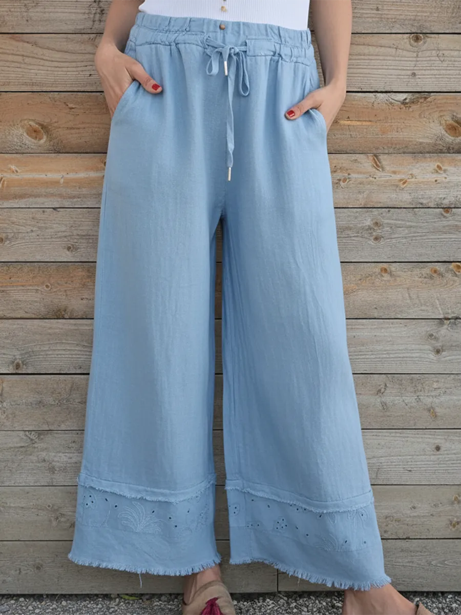 Casual Cozy Lace Patchwork Linen Trousers
