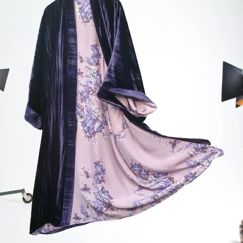 Casual Fashion Lining Printed Long Sleeve Kimono Duster - Image 3