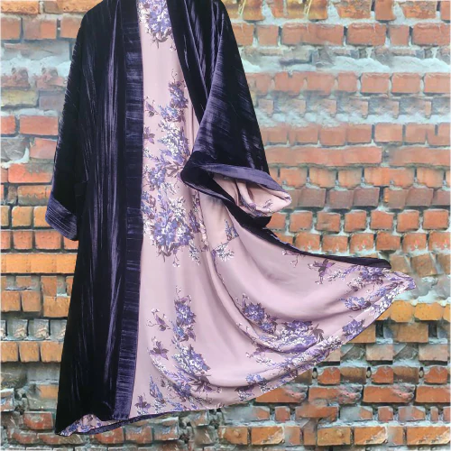 Casual Fashion Lining Printed Long Sleeve Kimono Duster - Image 4