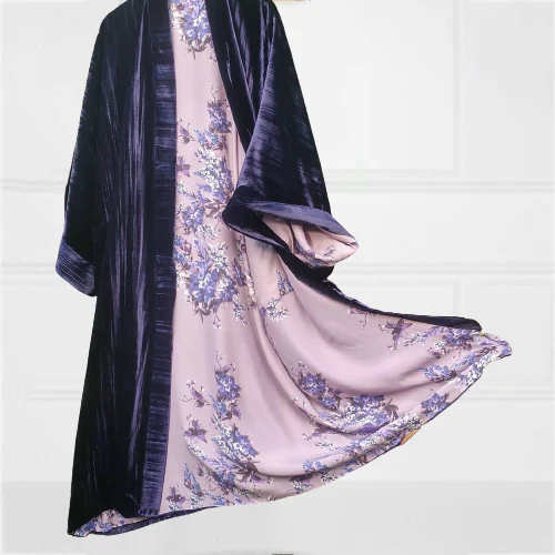 Casual Fashion Lining Printed Long Sleeve Kimono Duster - Image 6