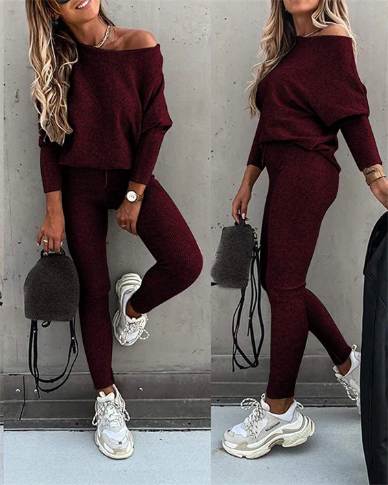 Casual Lace-Up Oblique Shoulder Sports Set - Image 2