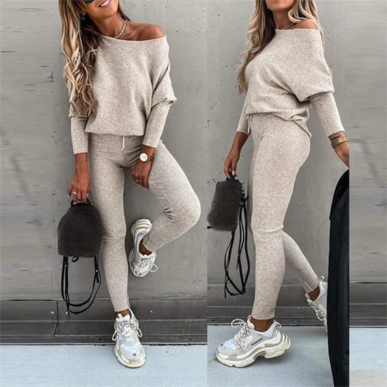 Casual Lace-Up Oblique Shoulder Sports Set - Image 3