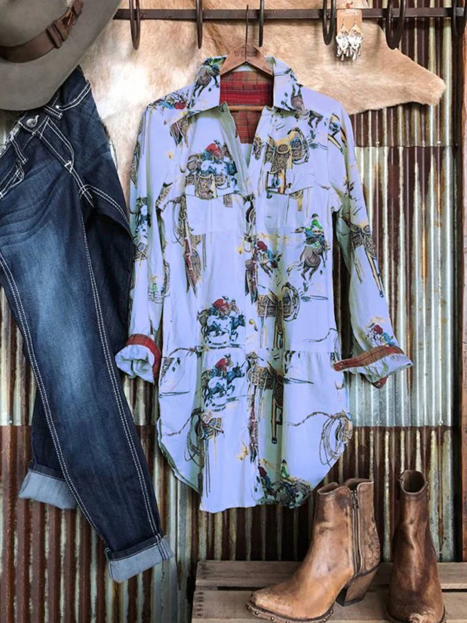Casual Long Sleeve Shawl Collar Plus Size Tops - Image 3