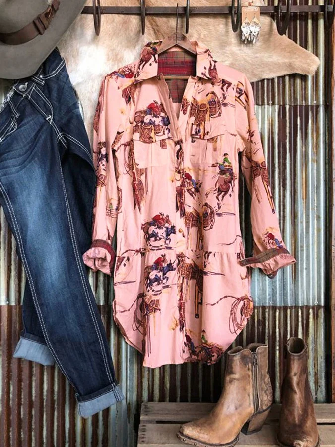 Casual Long Sleeve Shawl Collar Plus Size Tops - Image 4