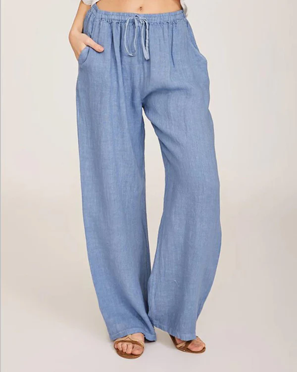 Casual Loose Linen Drawstring Elasticized Pants