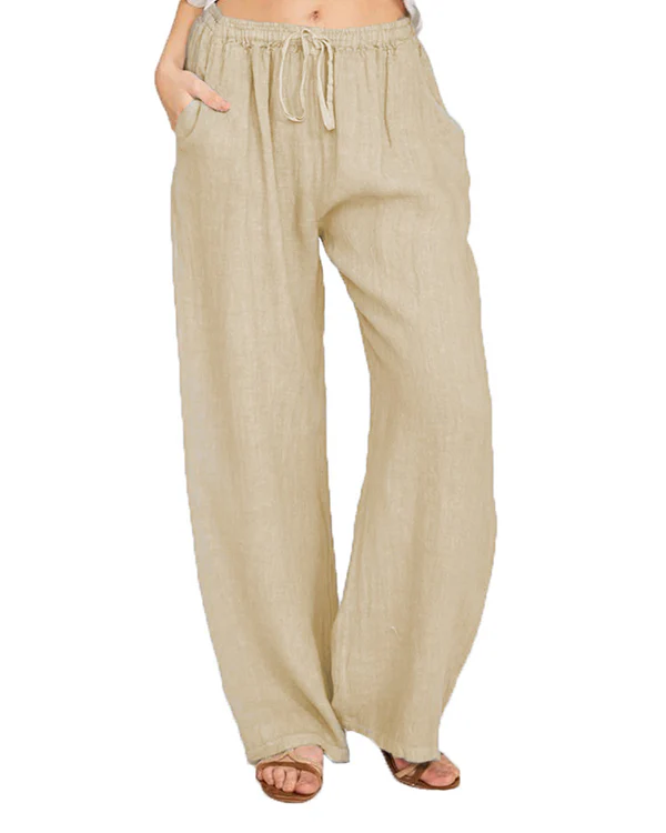 Casual Loose Linen Drawstring Elasticized Pants - Image 3