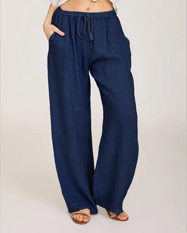 Casual Loose Linen Drawstring Elasticized Pants - Image 5