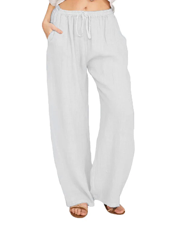 Casual Loose Linen Drawstring Elasticized Pants - Image 6