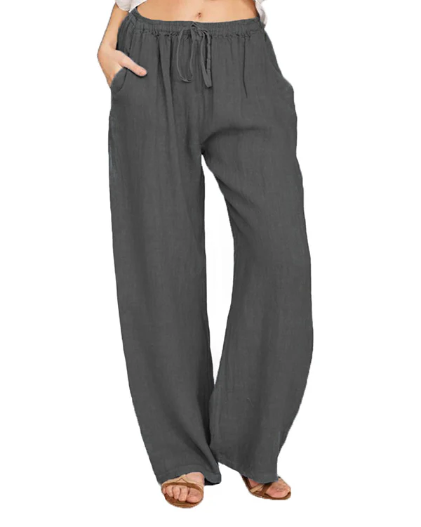 Casual Loose Linen Drawstring Elasticized Pants - Image 7