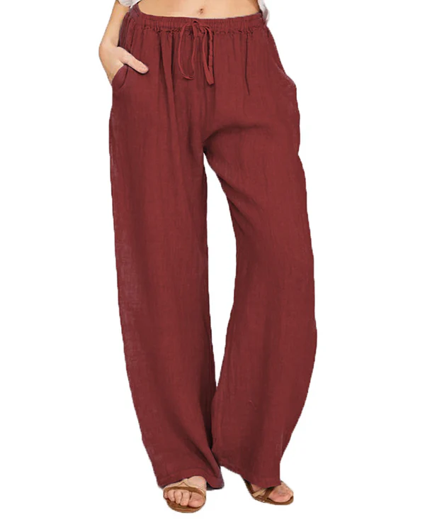 Casual Loose Linen Drawstring Elasticized Pants - Image 8