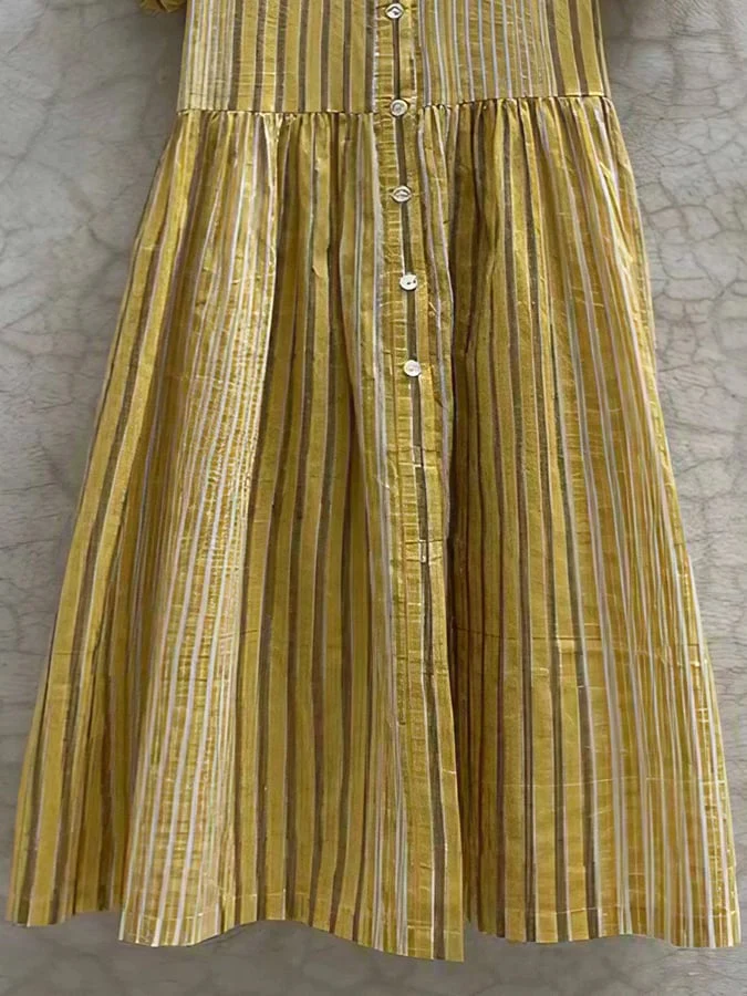 Casual Loose Striped Pocket Shirt Dress - Image 3