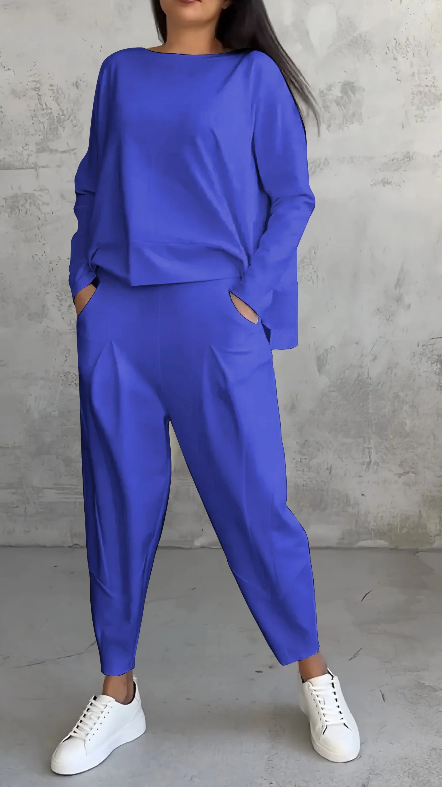 Casual Round Neck Long Sleeve Two Piece Suit - Image 2