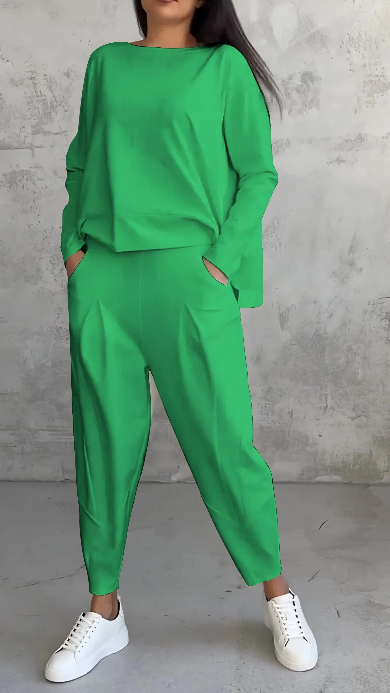 Casual Round Neck Long Sleeve Two Piece Suit - Image 3