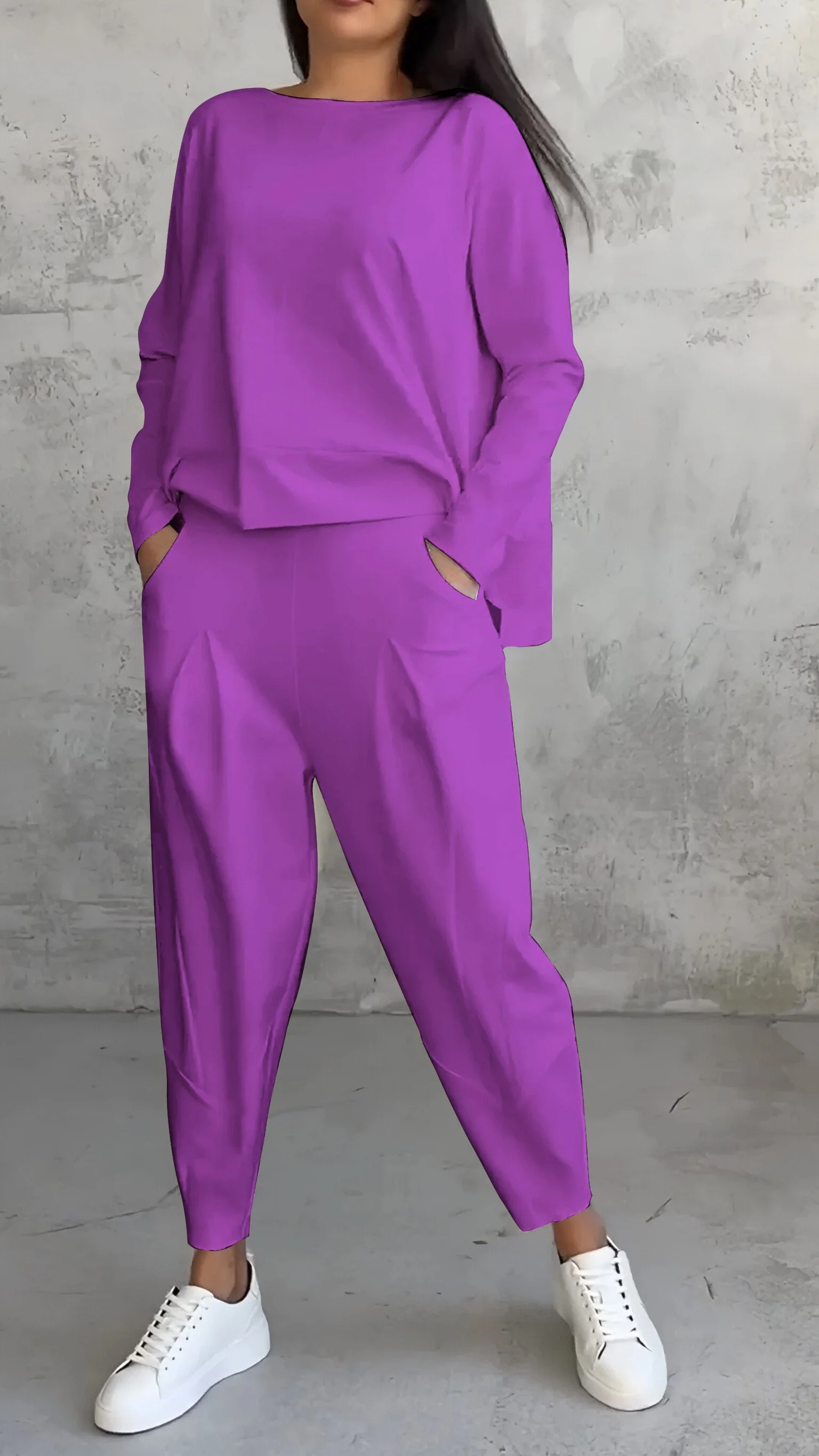 Casual Round Neck Long Sleeve Two Piece Suit - Image 4