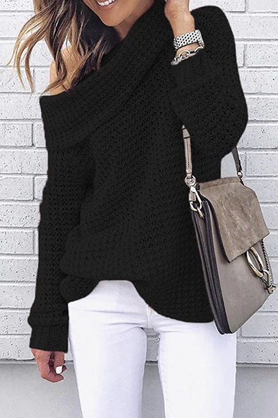 Casual Solid Off the Shoulder Tops Sweater(5 Colors) - Image 3