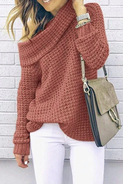 Casual Solid Off the Shoulder Tops Sweater(5 Colors) - Image 4