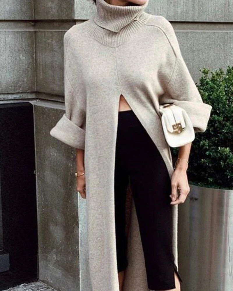 Casual Split Long Sweater - Image 7