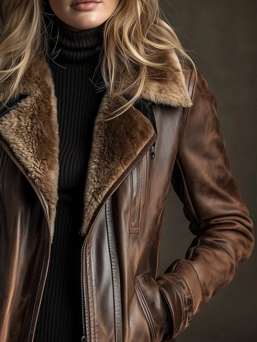 Casual Vintage Wool Sheepskin Warm Coat - Image 2
