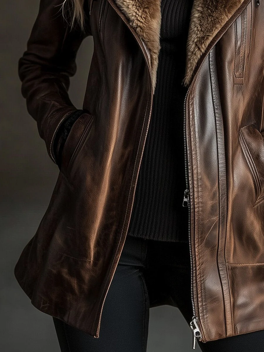 Casual Vintage Wool Sheepskin Warm Coat - Image 3