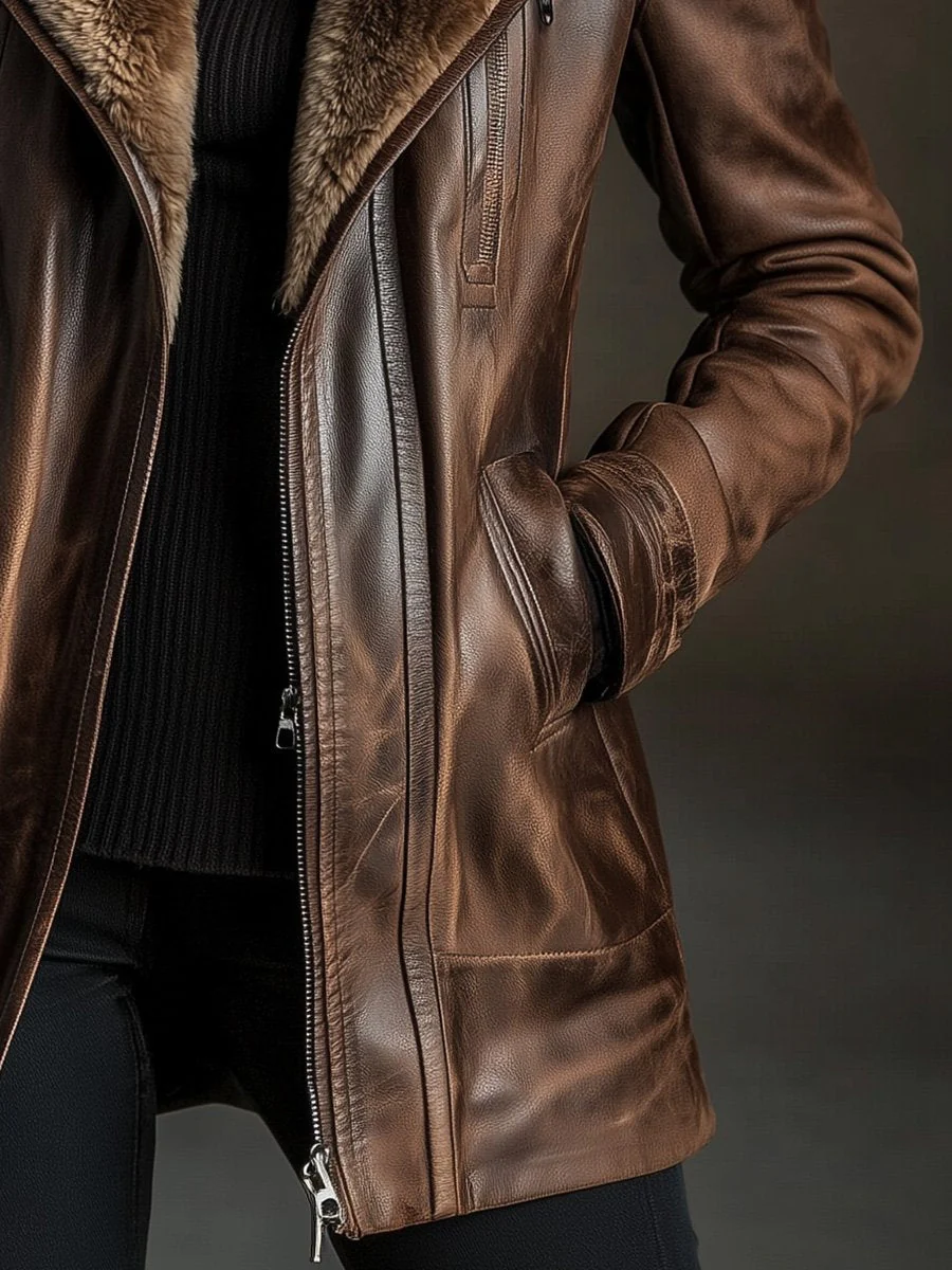 Casual Vintage Wool Sheepskin Warm Coat - Image 4
