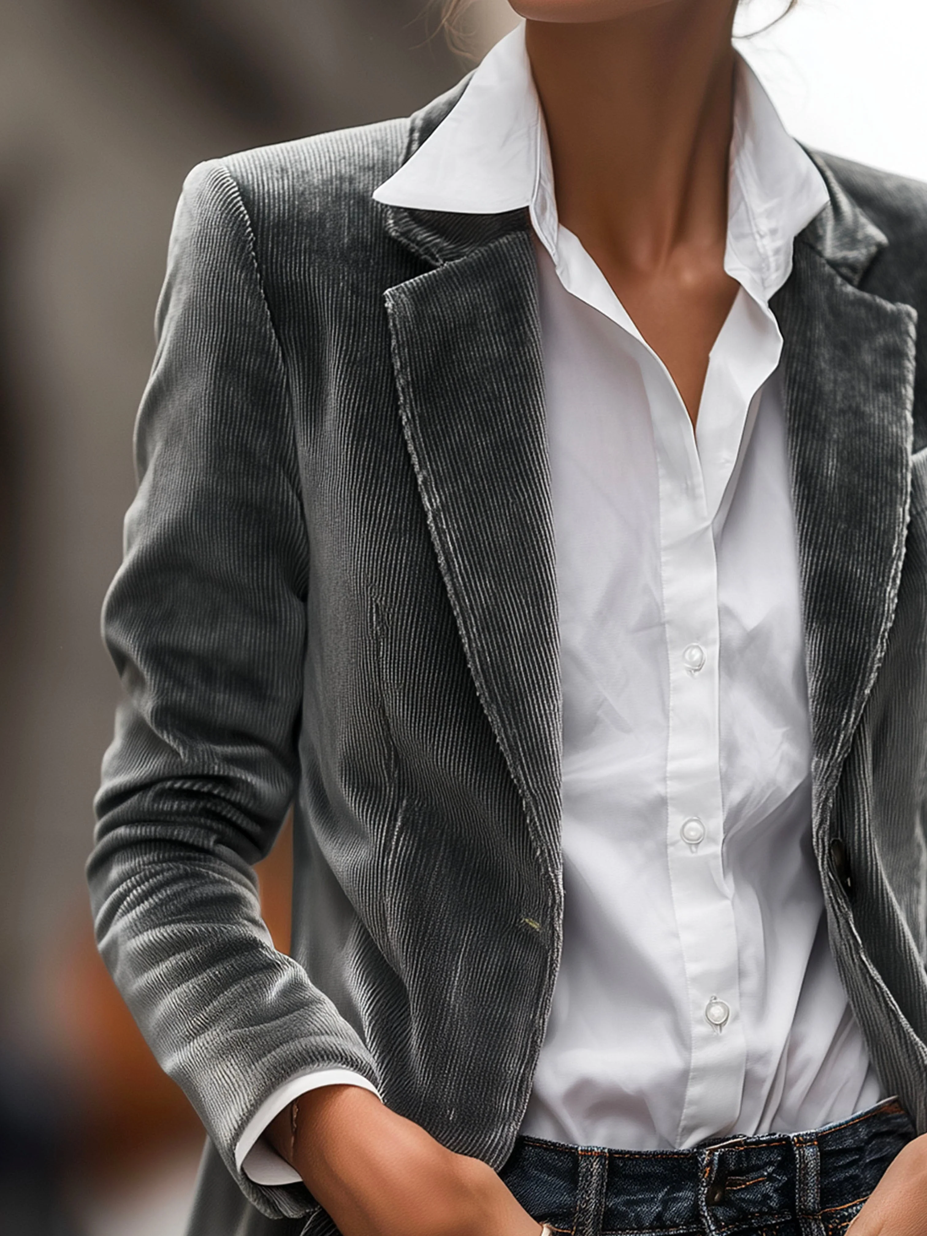 Chic Soft Velvet Texture Tailored Single-Breasted Blazer - Image 2