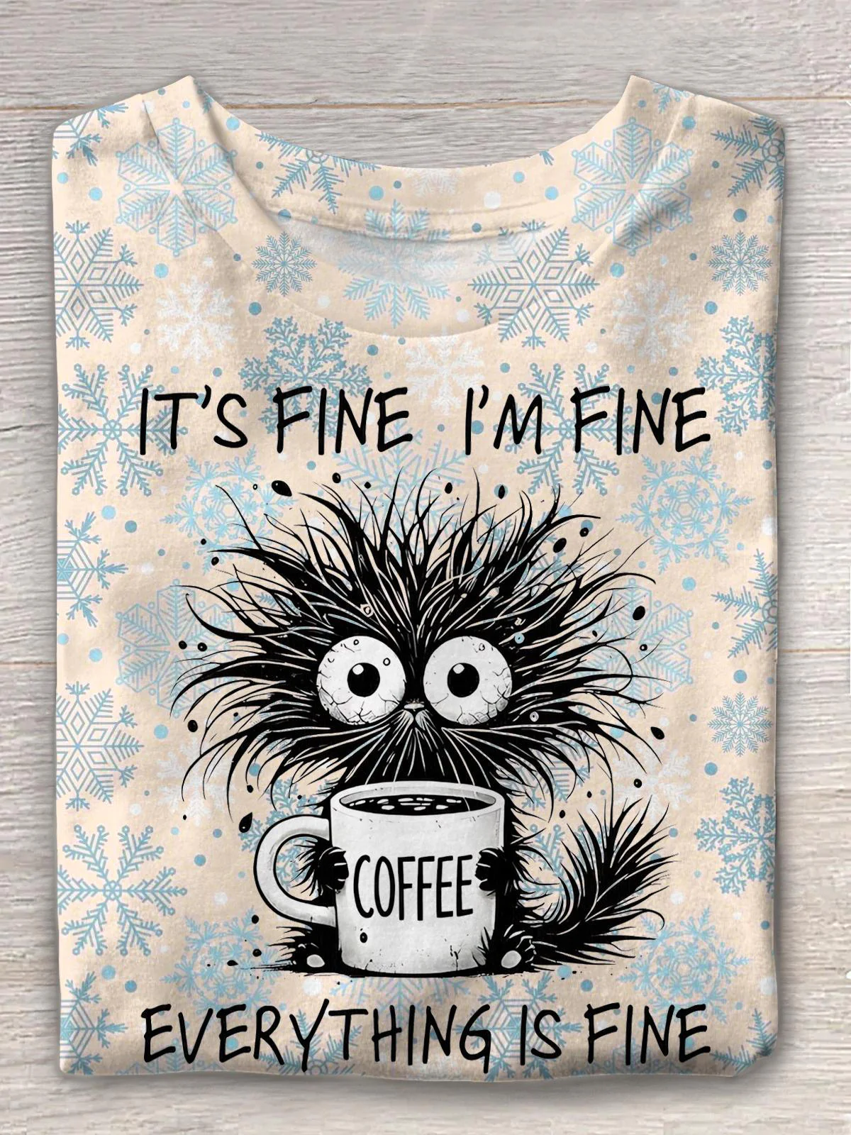 Christmas Funny Cat Crew Neck T-shirt