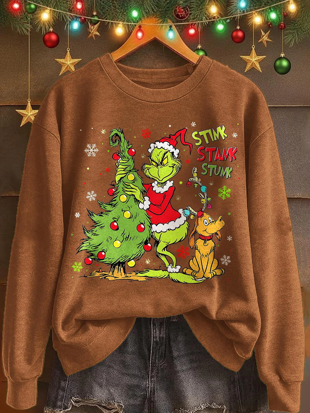 Christmas Grinch Printed Long Sleeve Casual Top - Image 2