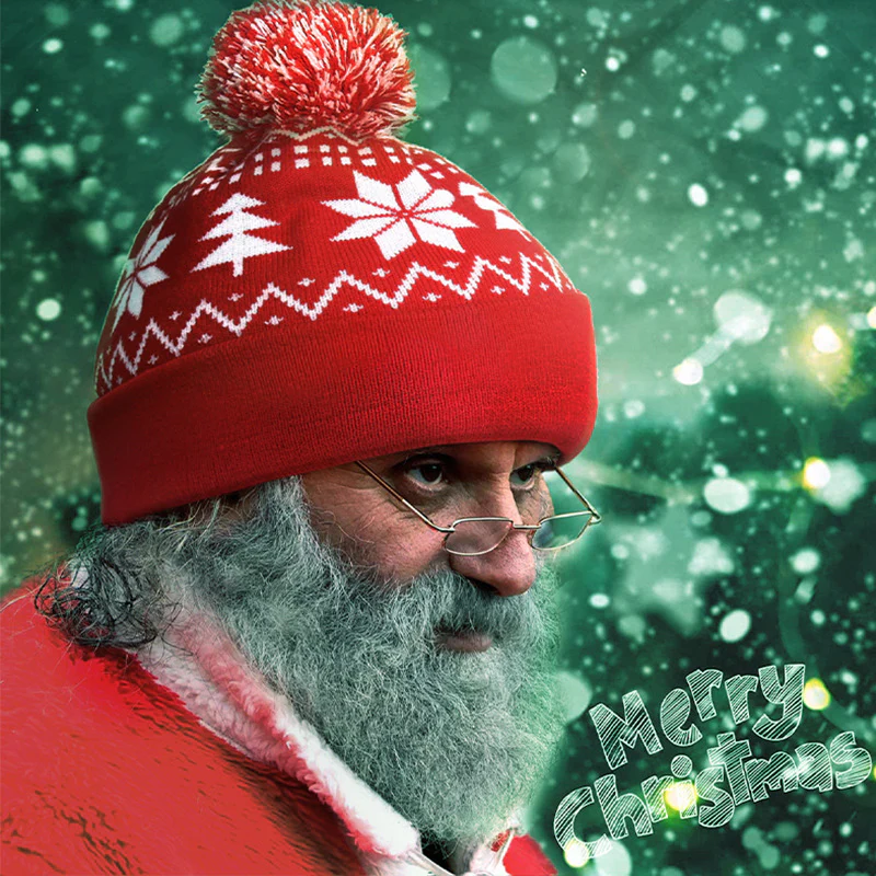 Christmas Hat Fluffy Ball Cap Winter Thermal Head Cover Knitted Hat Christmas Virtual Fluffy Ball Cap - Image 3