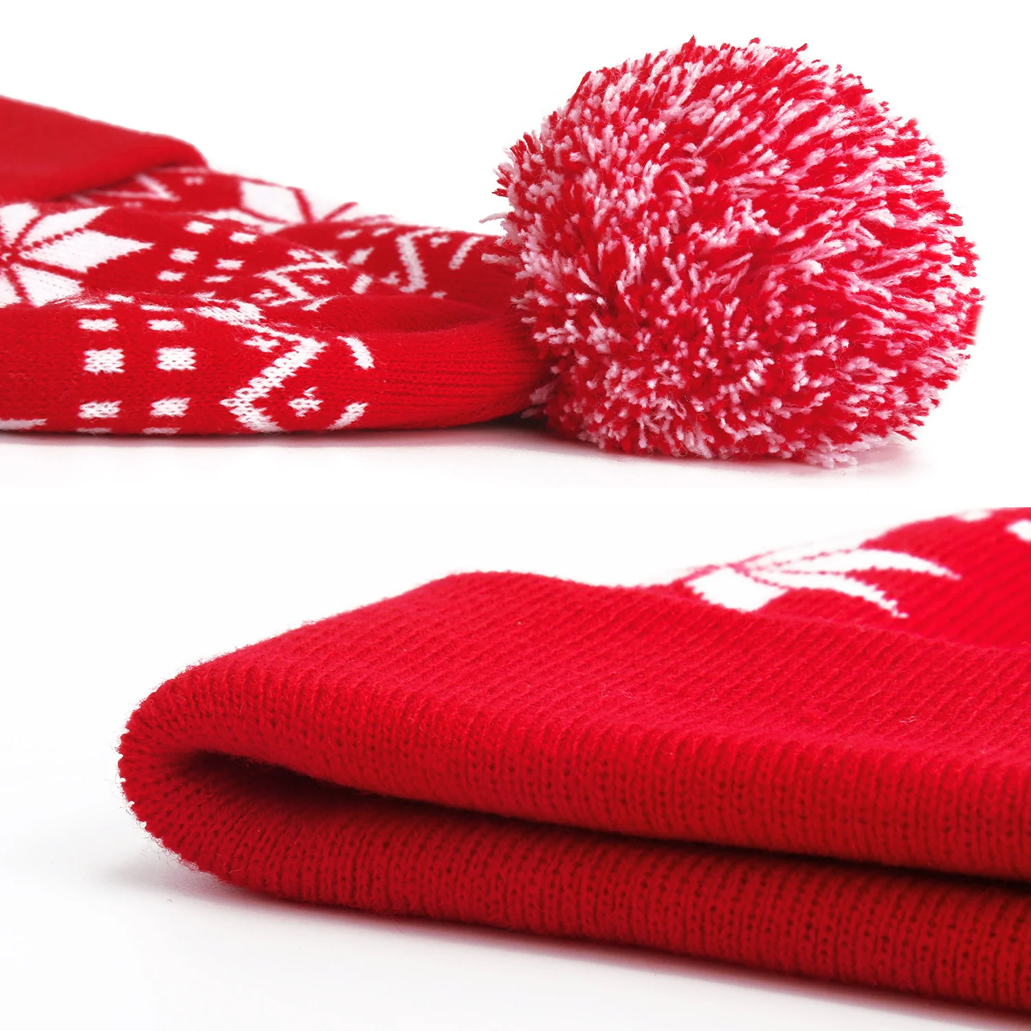 Christmas Hat Fluffy Ball Cap Winter Thermal Head Cover Knitted Hat Christmas Virtual Fluffy Ball Cap - Image 4