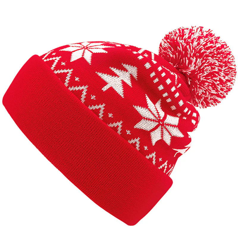 Christmas Hat Fluffy Ball Cap Winter Thermal Head Cover Knitted Hat Christmas Virtual Fluffy Ball Cap - Image 6