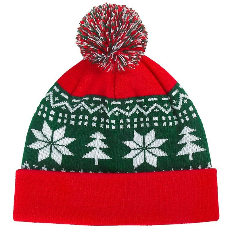 Christmas Hat Fluffy Ball Cap Winter Thermal Head Cover Knitted Hat Christmas Virtual Fluffy Ball Cap - Image 7