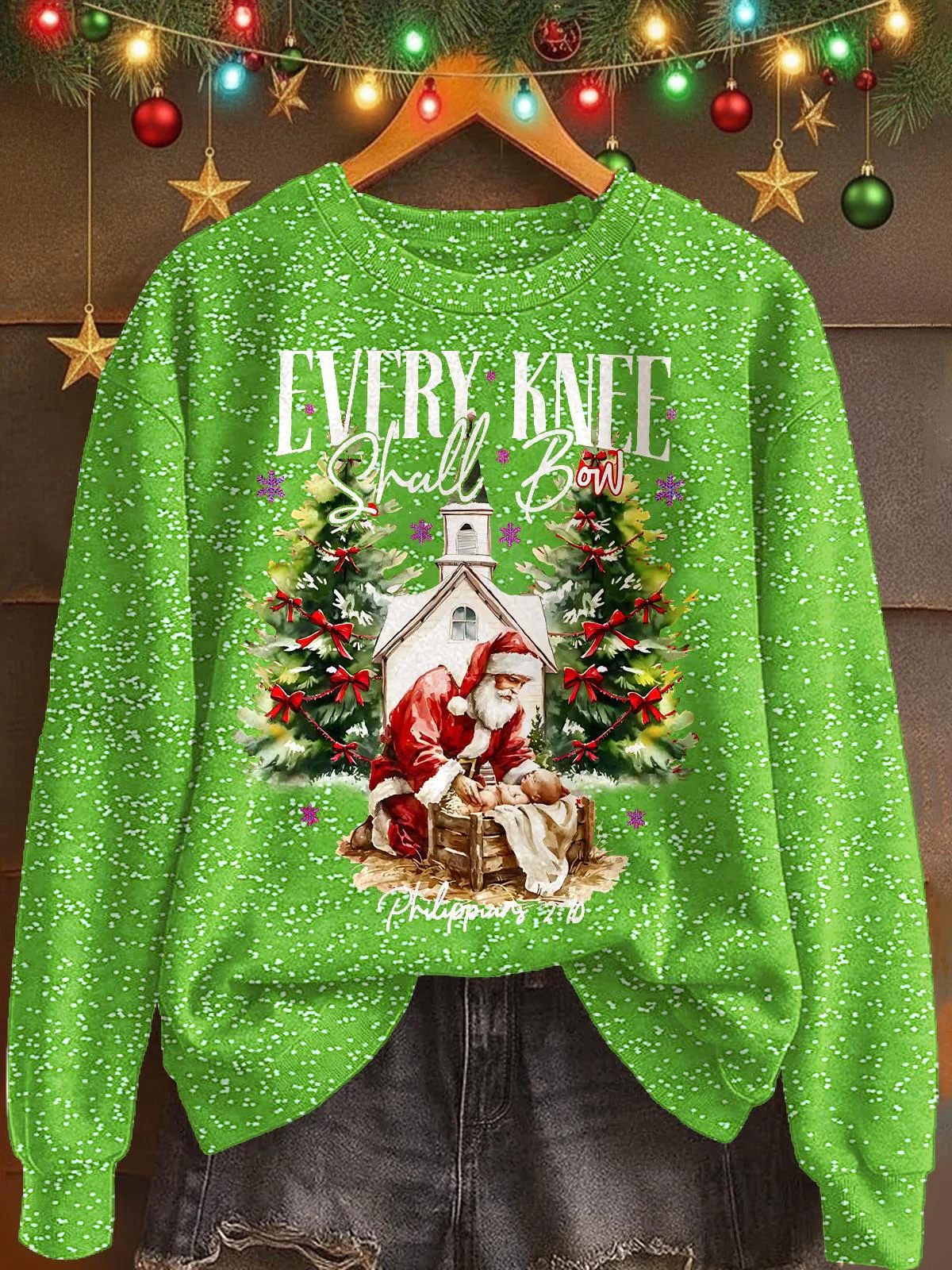 Christmas Jesus Print Long Sleeve Casual Top - Image 2