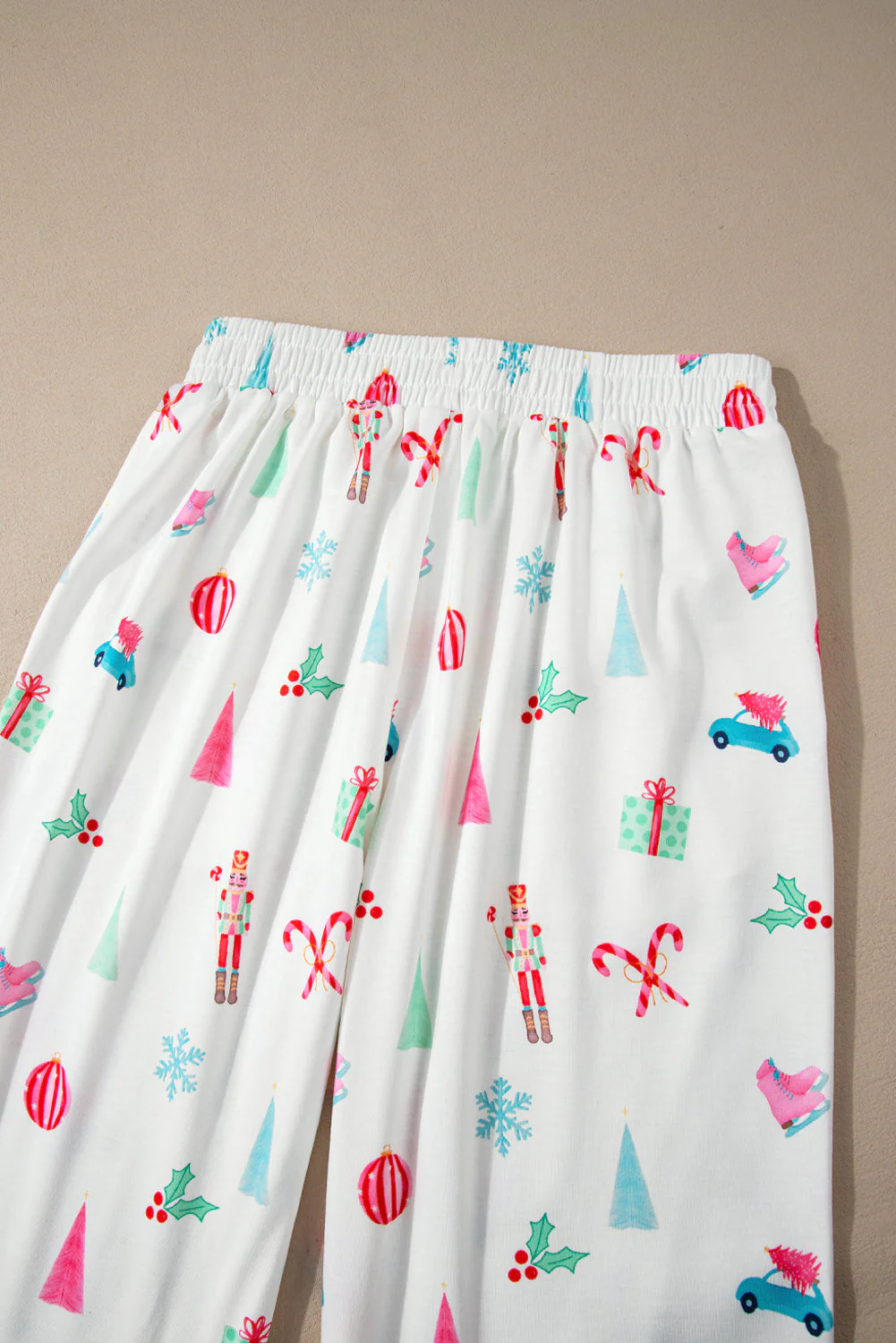 Christmas Printed Collared Neck Top and Pants Lounge Set - Image 12