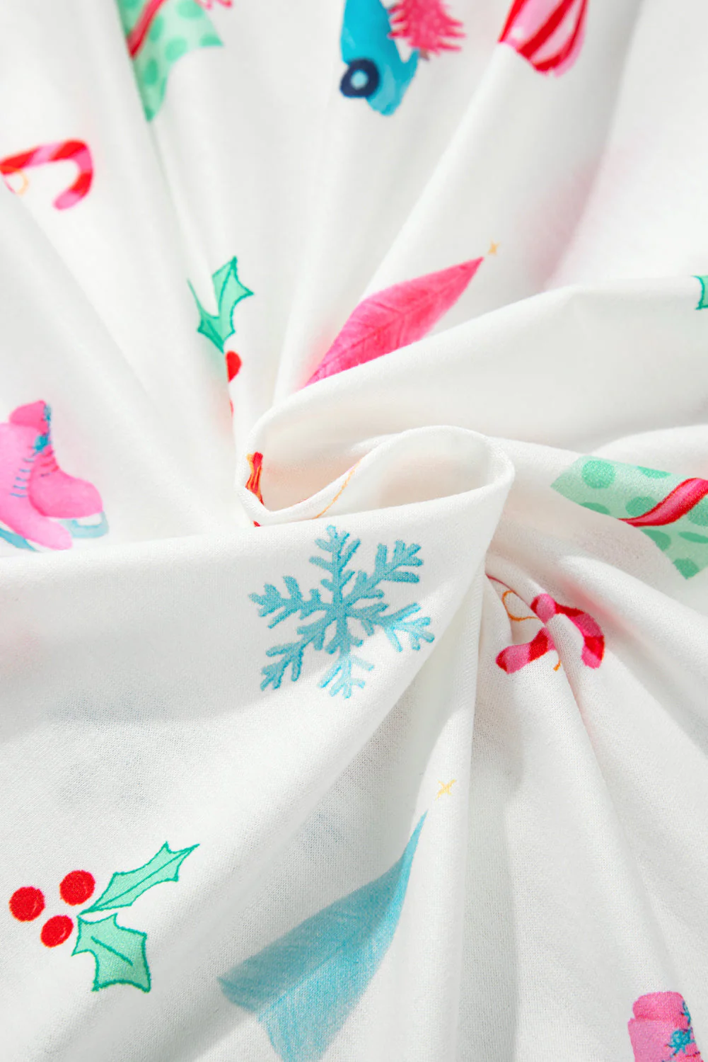 Christmas Printed Collared Neck Top and Pants Lounge Set - Image 13