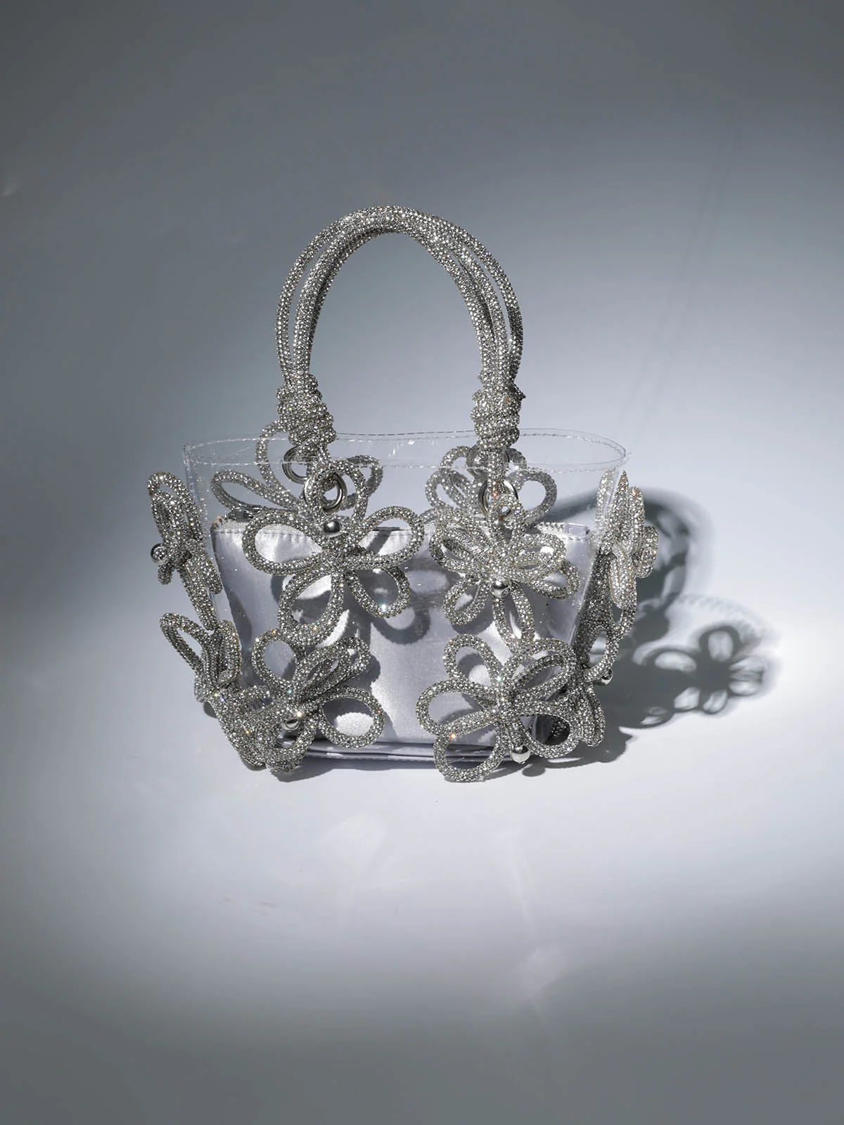 Chrysanthemum Crystal Flower Bag In Silver - Image 3