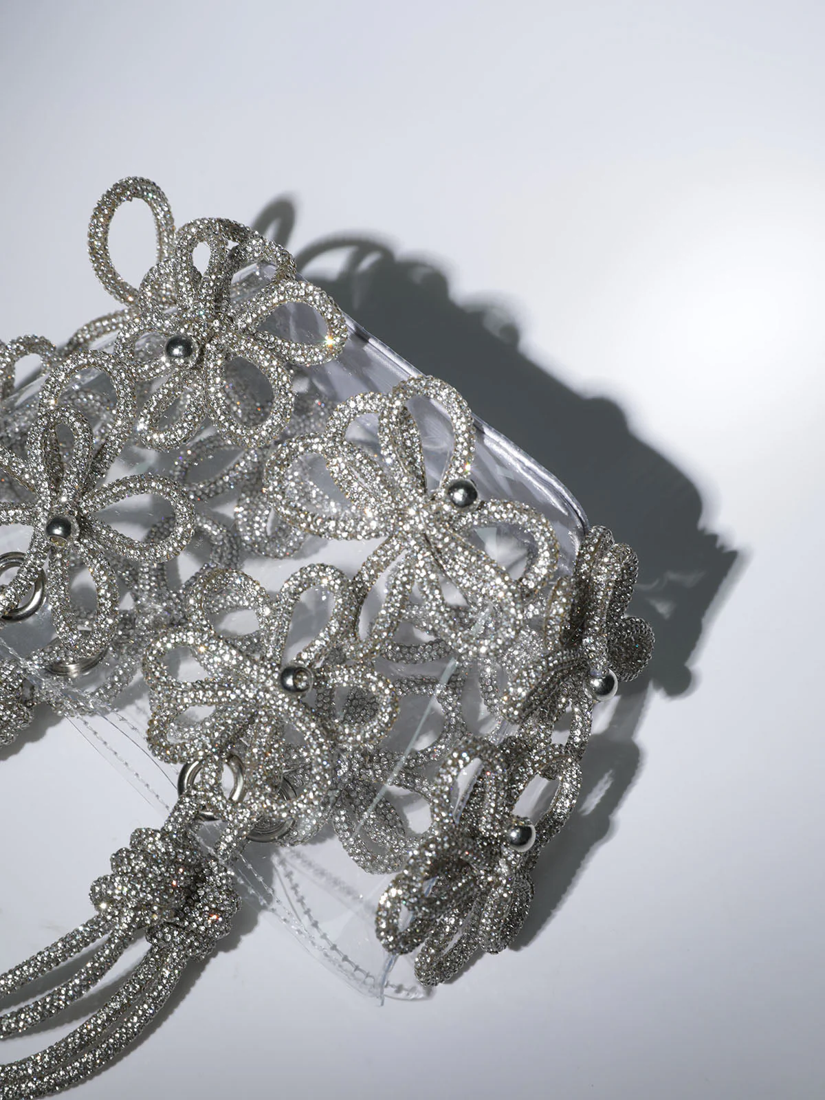 Chrysanthemum Crystal Flower Bag In Silver - Image 6