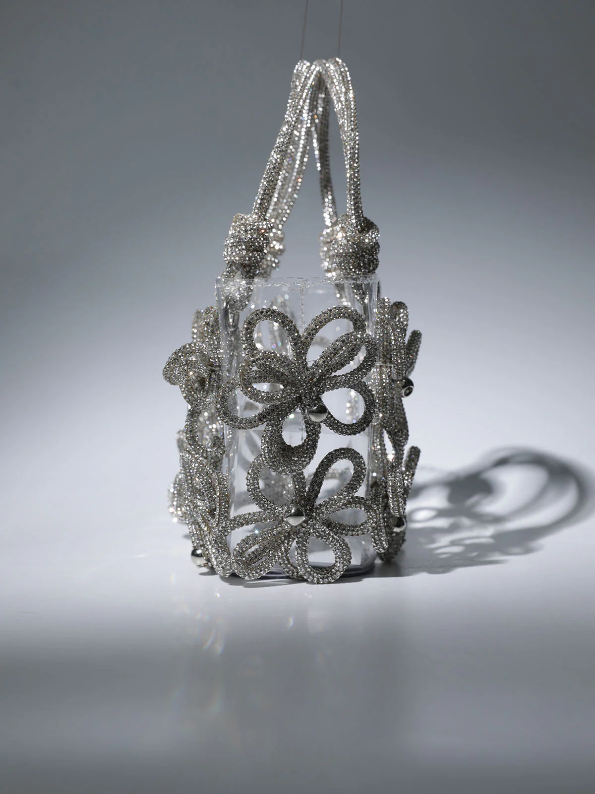 Chrysanthemum Crystal Flower Bag In Silver - Image 7