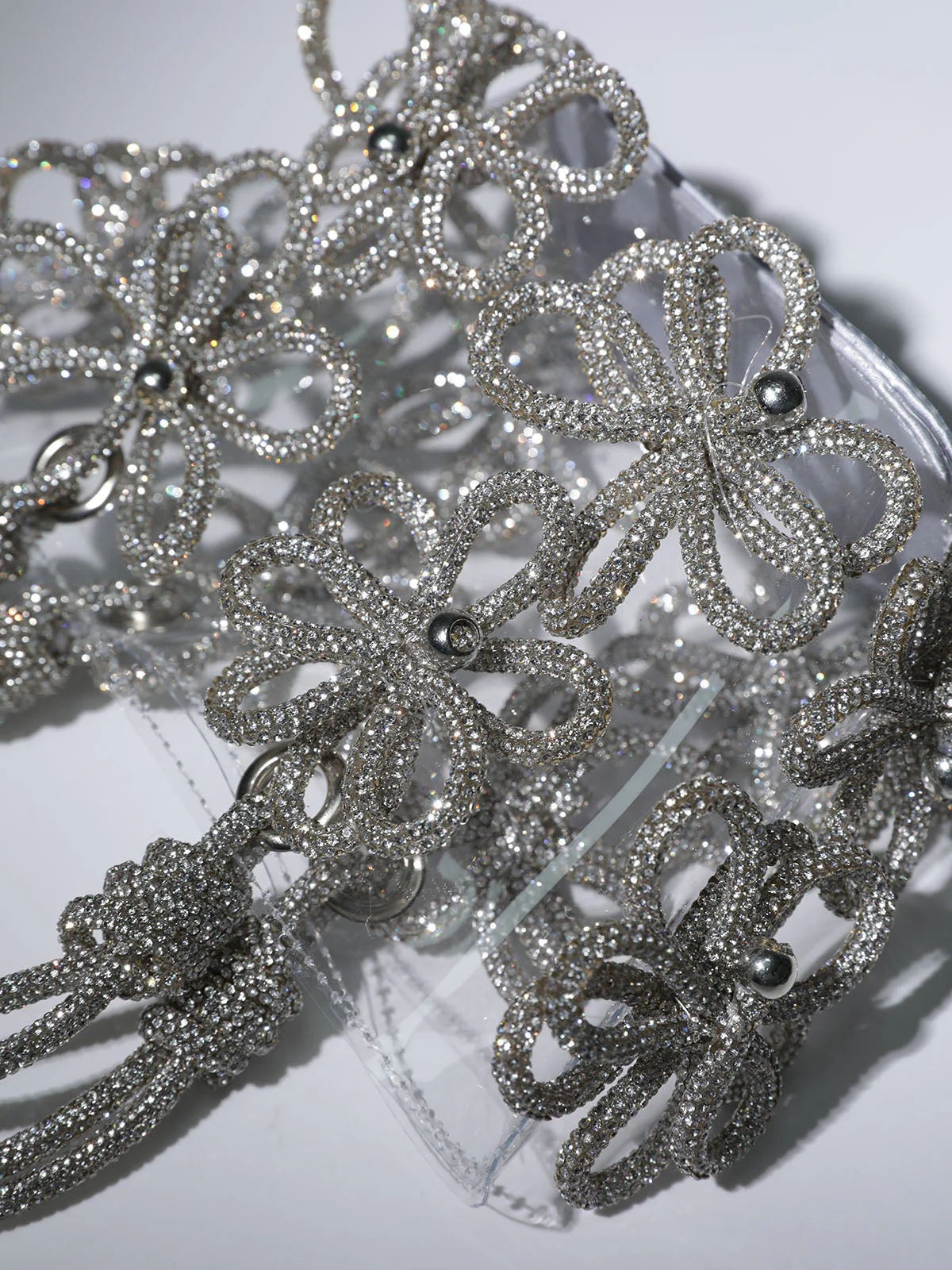 Chrysanthemum Crystal Flower Bag In Silver - Image 8