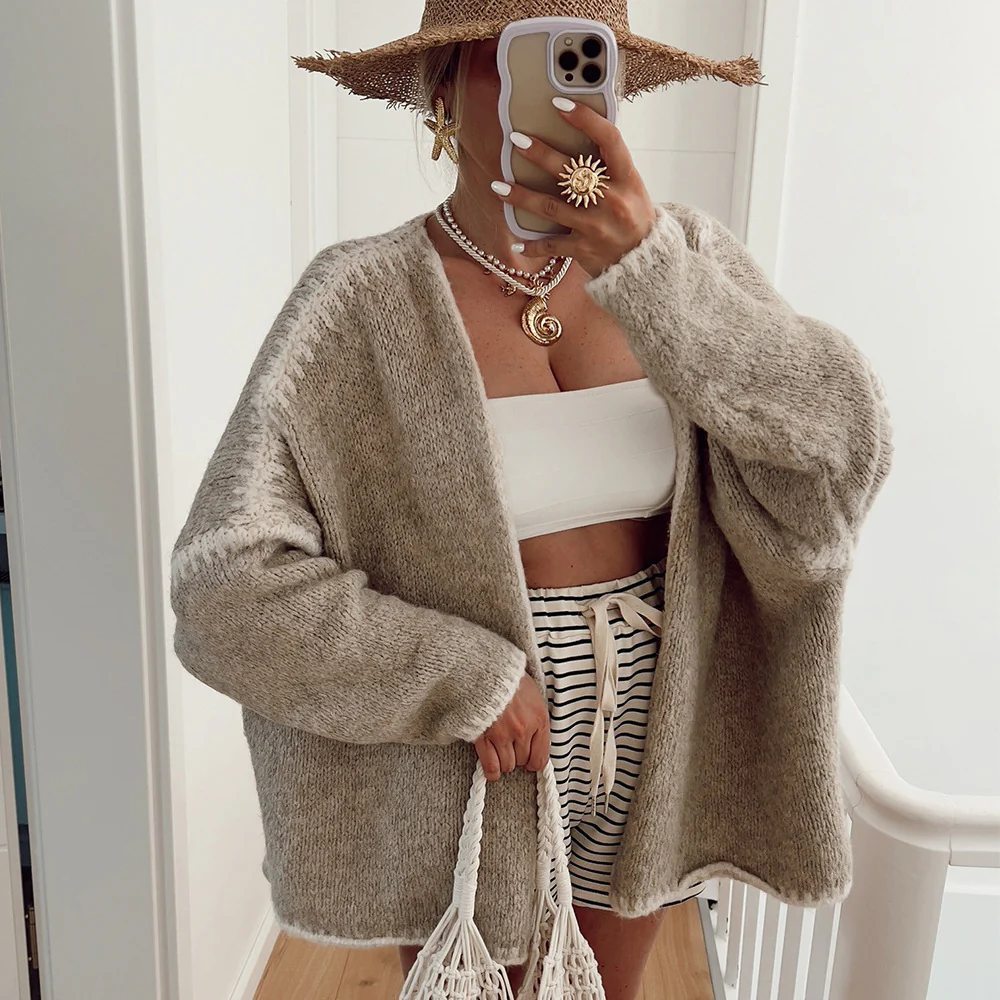 Chunky-needle imitation woolen knitted sweater