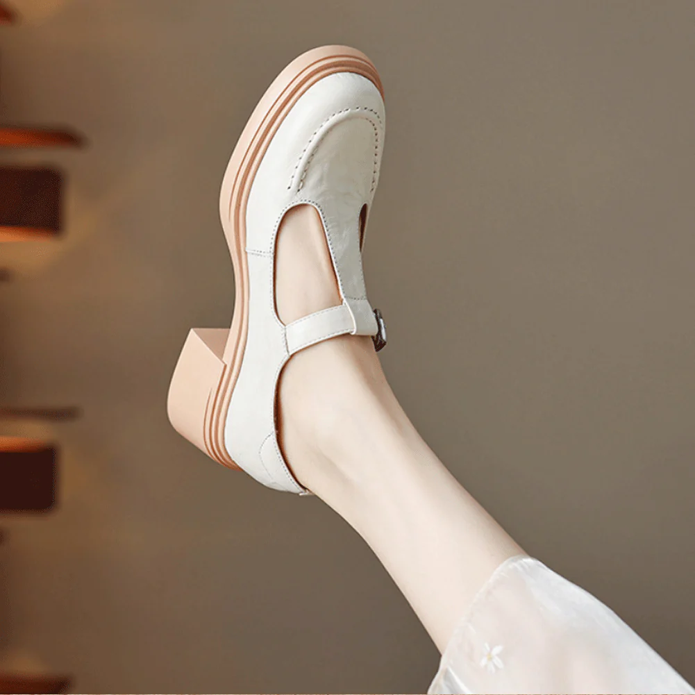 Clara – Low Heel T-Bar Loafers - Image 5