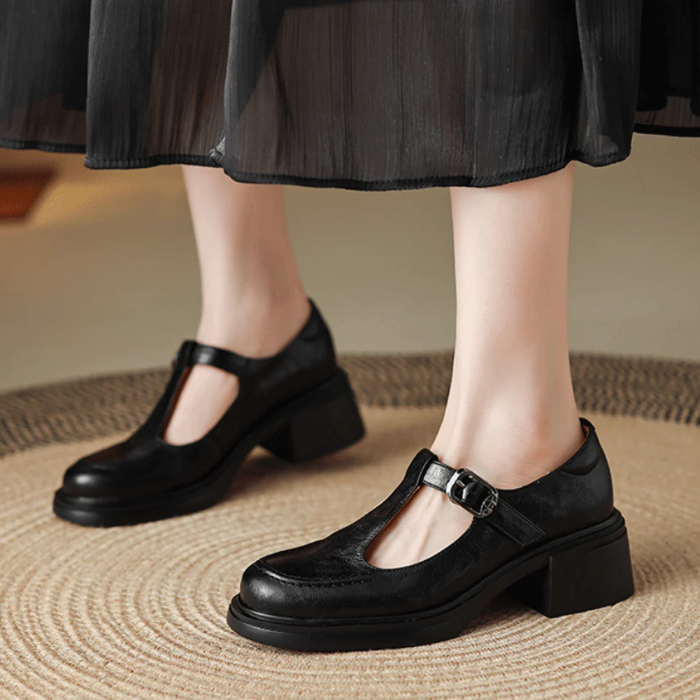 Clara – Low Heel T-Bar Loafers - Image 6