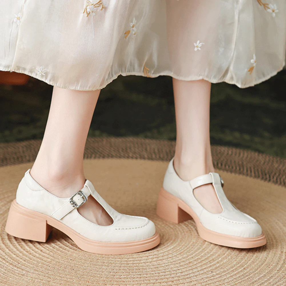 Clara – Low Heel T-Bar Loafers - Image 8