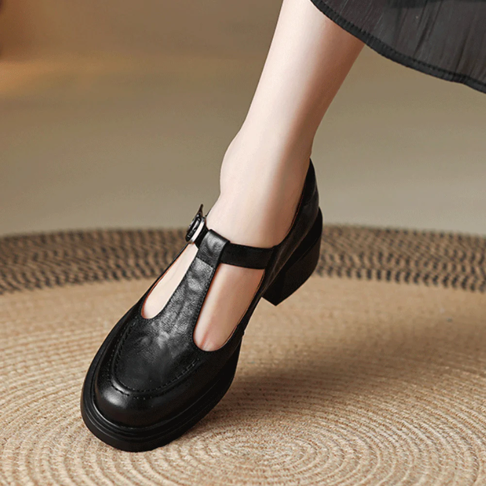 Clara – Low Heel T-Bar Loafers - Image 9