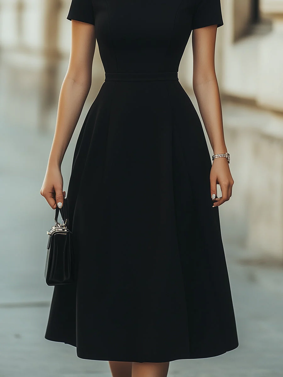 Classic Elegance A-Line Midi Dress - Image 3