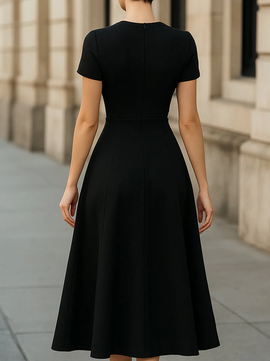 Classic Elegance A-Line Midi Dress - Image 4