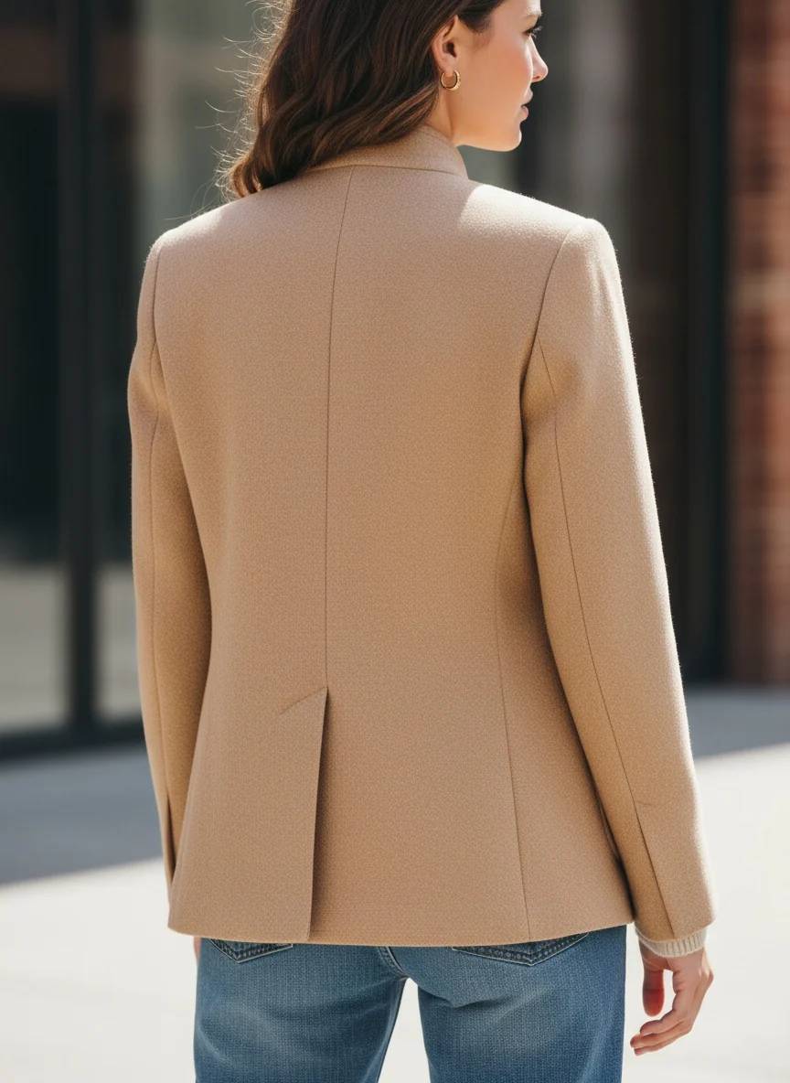 Classic Stand-Collar Wool Blend Jacket - Image 2