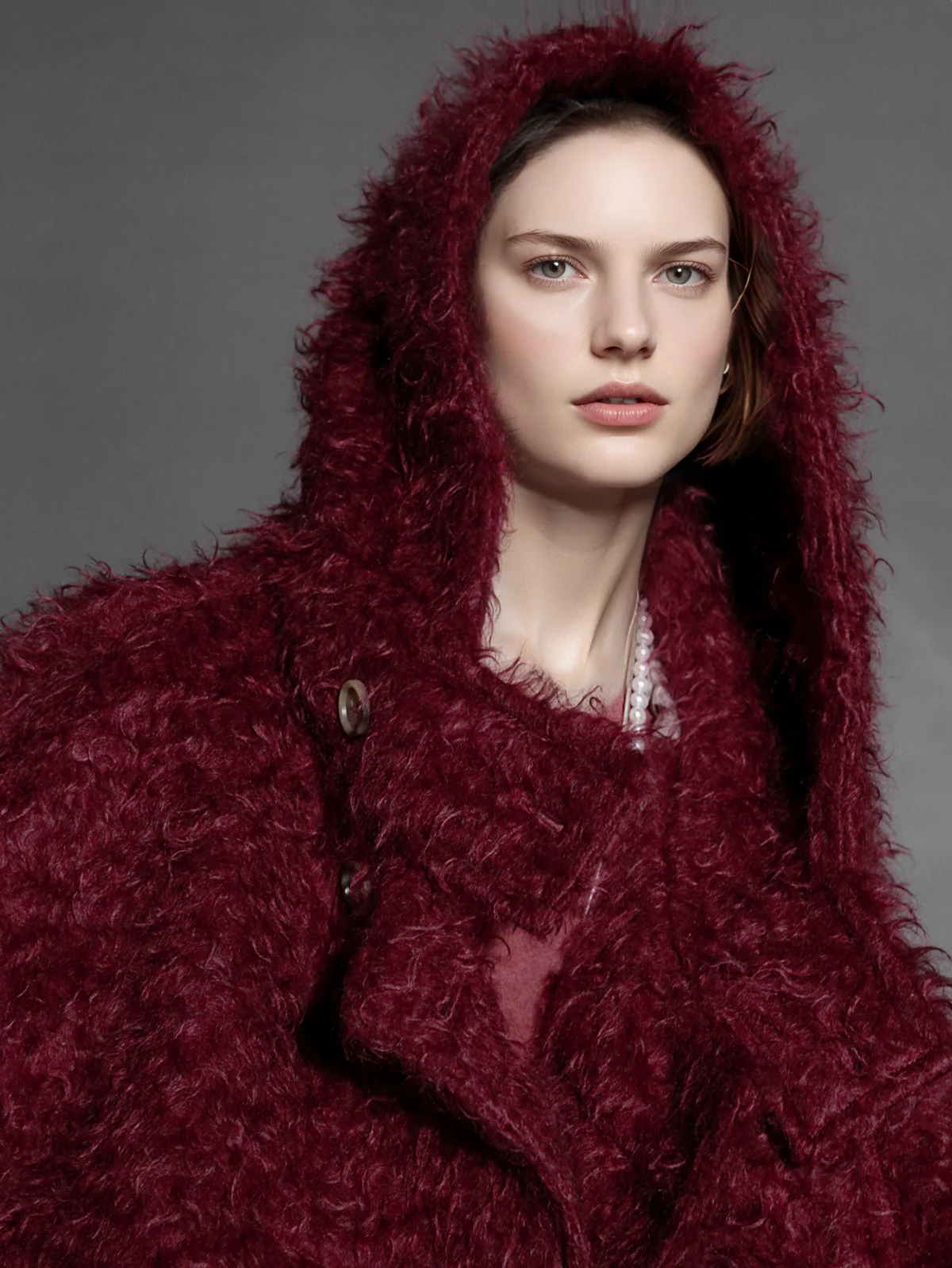 Cloud Plush Hooded Mohair Wool Coat for Women – Double-Faced Teddy Textured Wool Overcoat, Soft and Warm Winter Outerwear - Image 10