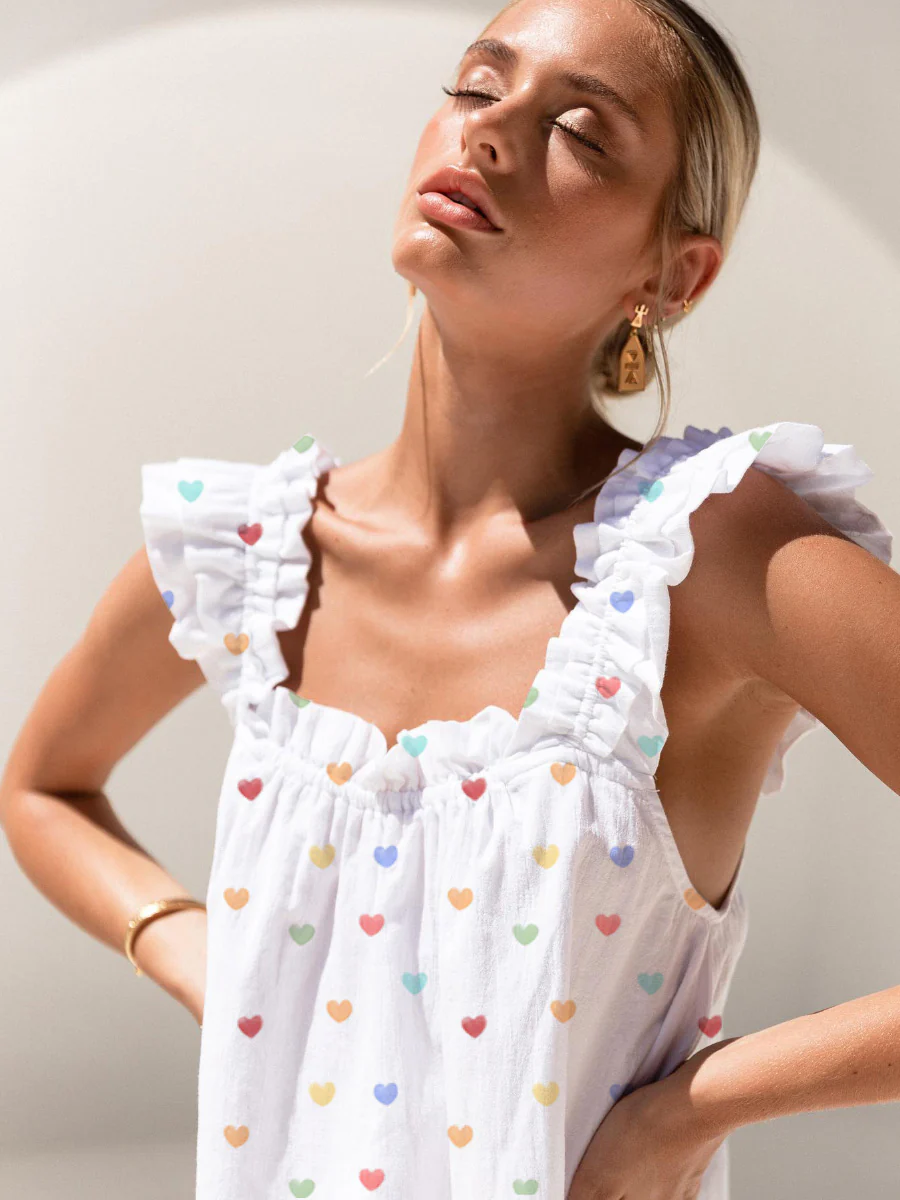 Colordate Blissful Hearts Colorful Heart Print Short Tank Top Shorts Pajama Set - Image 2