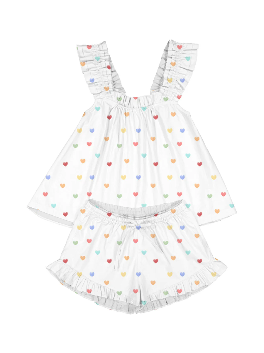 Colordate Blissful Hearts Colorful Heart Print Short Tank Top Shorts Pajama Set - Image 5